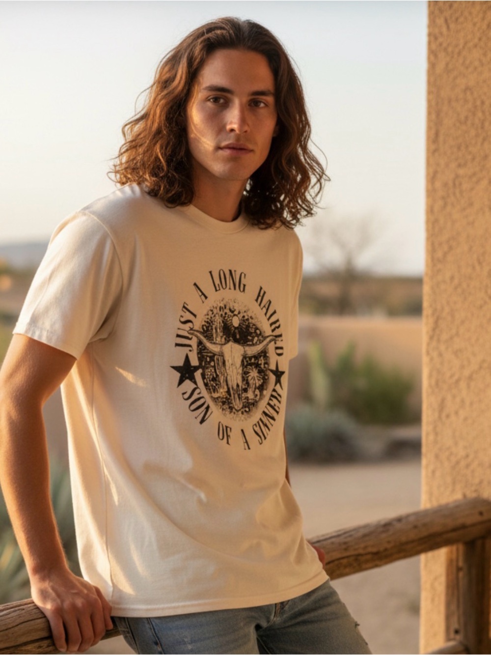 🫶🏻 Jelly Roll Long Haired Son of a Sinner Cream Shirt
